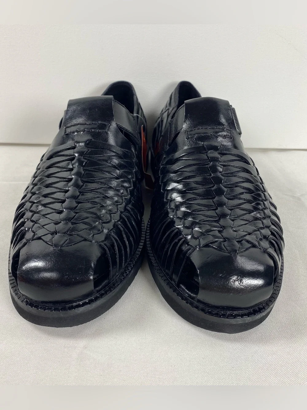 Deer Stags Bamboo 2 Mens 9 M Black Woven Leather Adjustable Strap Loafers